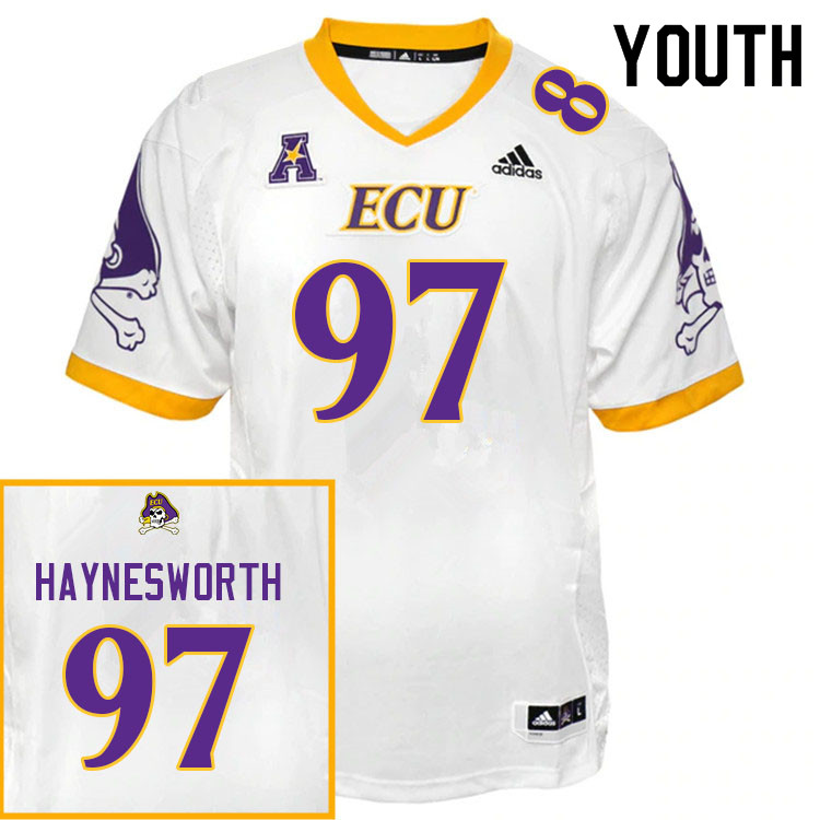 Youth #97 Justyn Haynesworth ECU Pirates College Football Jerseys Sale-White - Click Image to Close